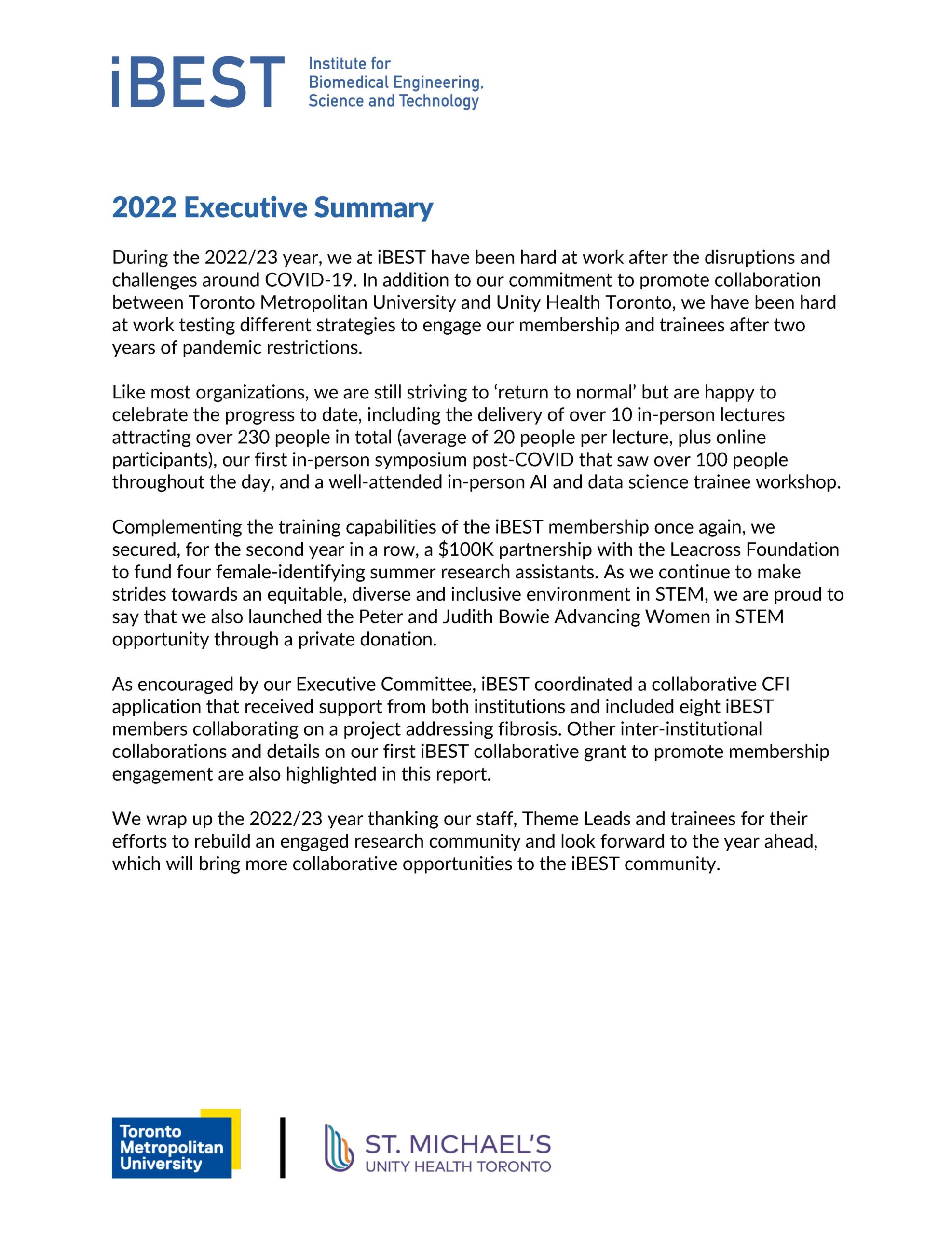 iBEST 2022 Executive Summary