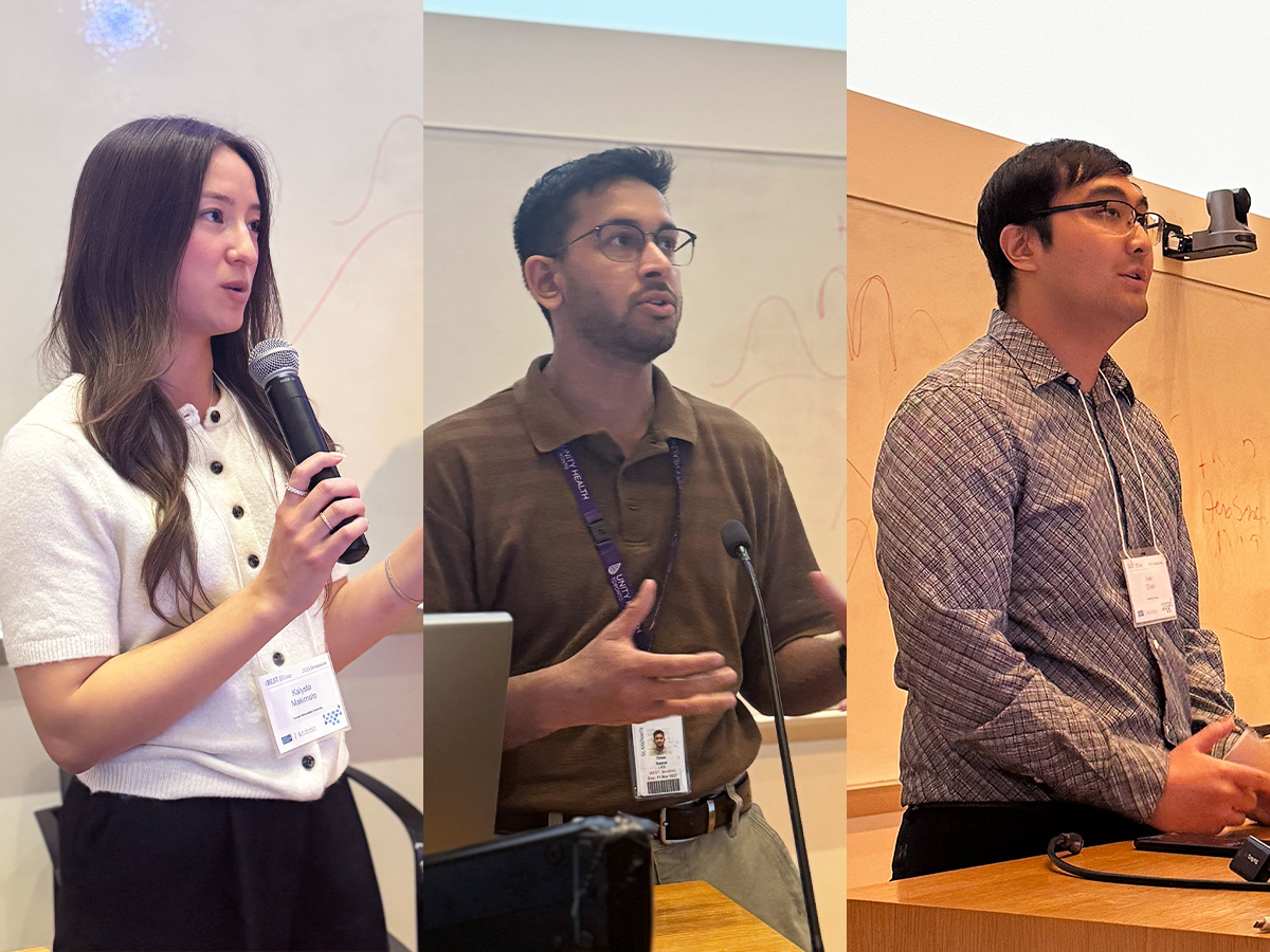 The 2025 iBEST Symposium Student Presentation winners were, from left to right, Kalysta Makimoto in first place, Omar Nusrat in second place and Alex Chen in third place